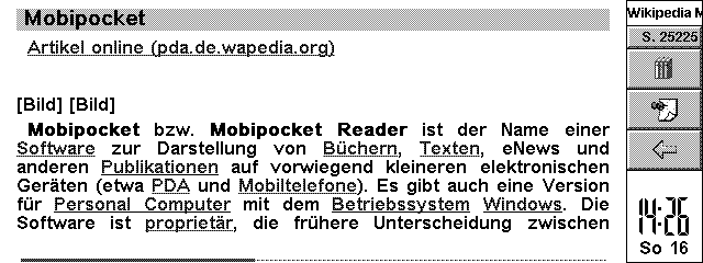 Mobipocket on a Psion Series 5 PDA
